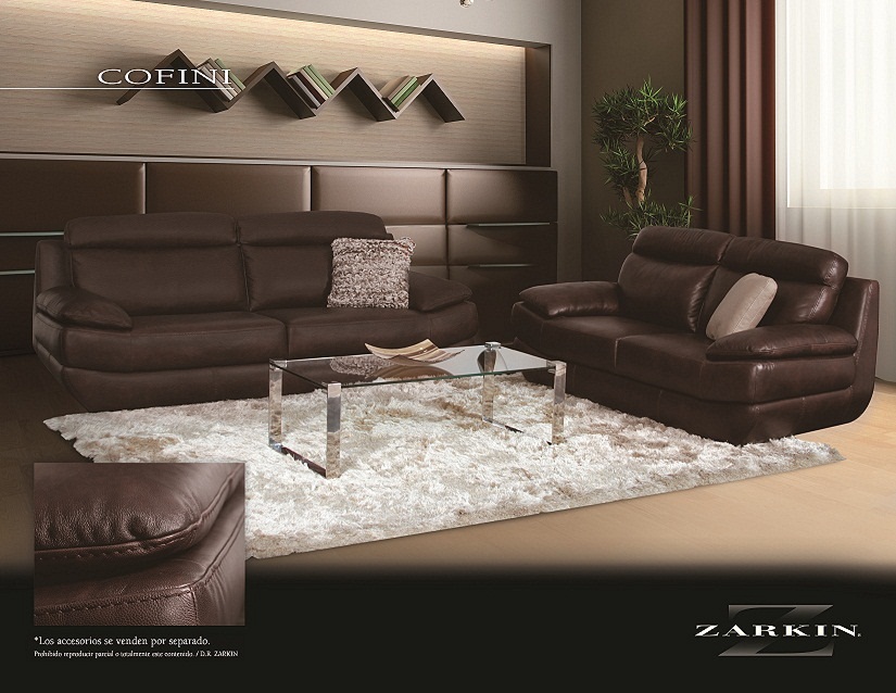 SALA DE CUERO COLOR CAFE 3+2+2