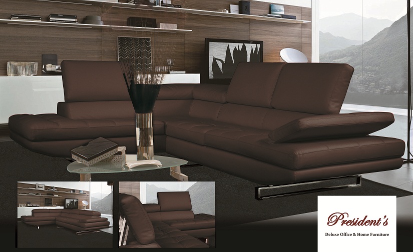 SALA EN L CUERO COLOR CAFÉ