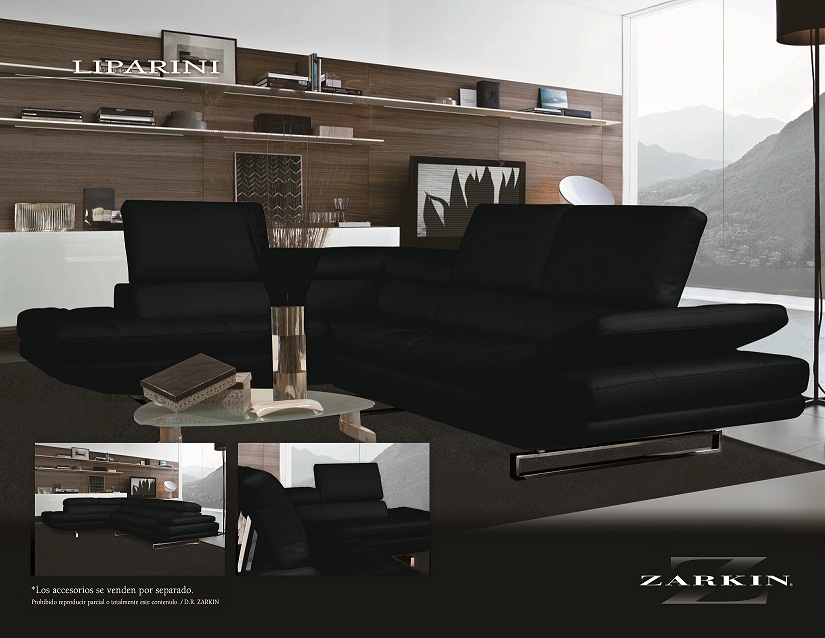 SALA EN L CUERO COLOR NEGRO 