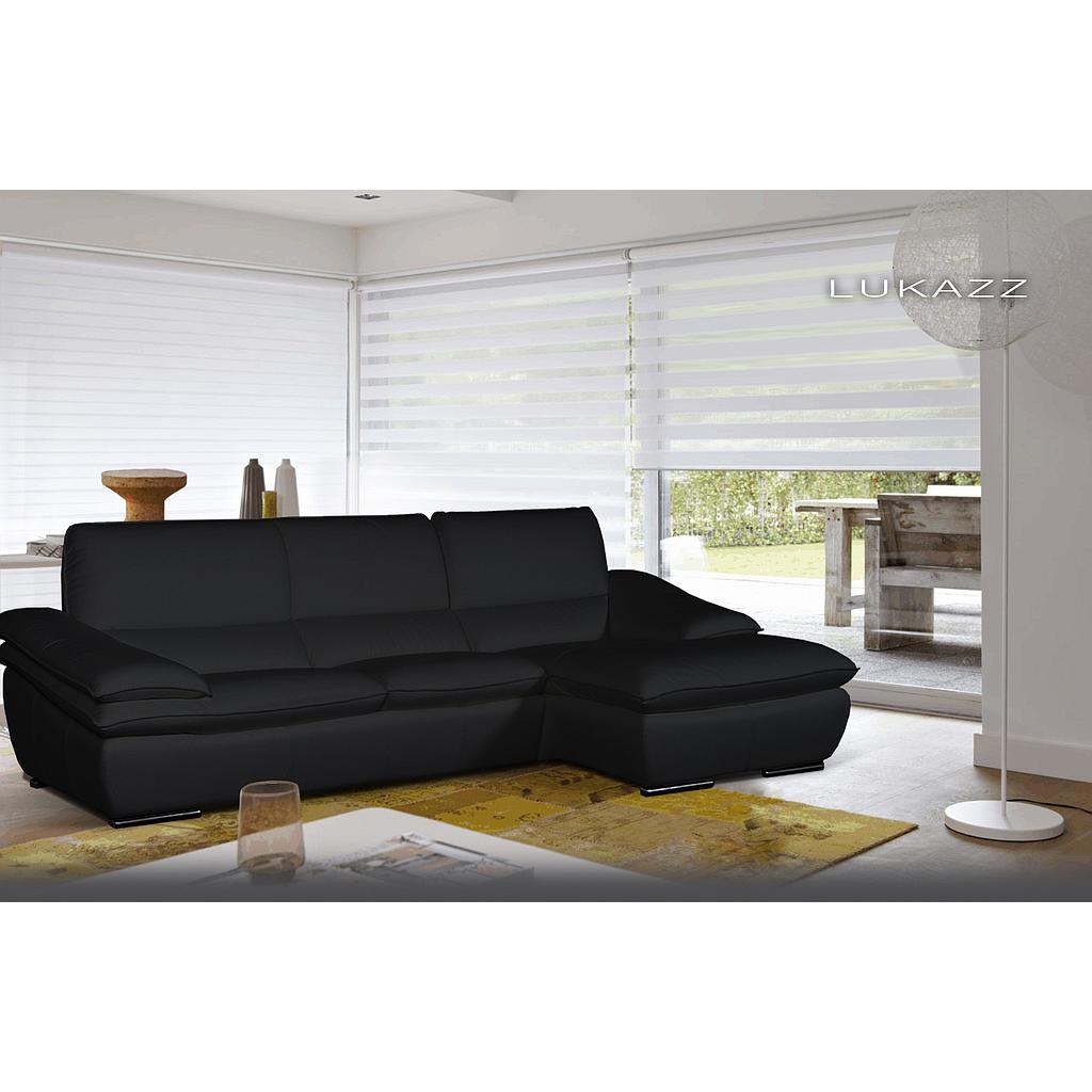 SALA EN L CUERO COLOR NEGRO 